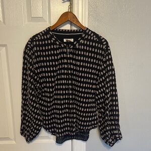 Anthropologie Black and Cream Patterned Blouse